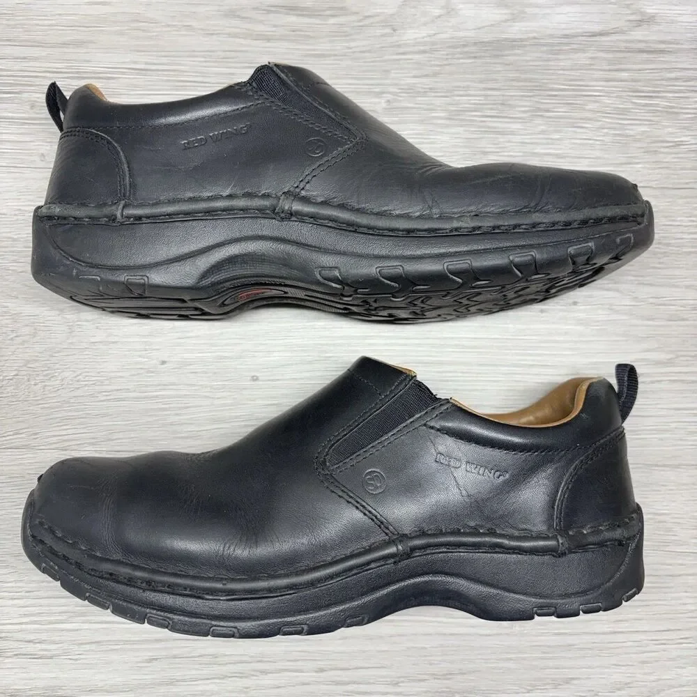 Red Wing 8700 Slip On Work Shoes Mens 9 E2 Black Leather Slip Resistant Utility